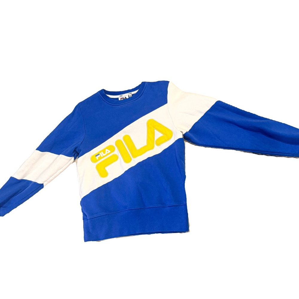 FILA Blue, White, and Yellow Crewneck Sweater